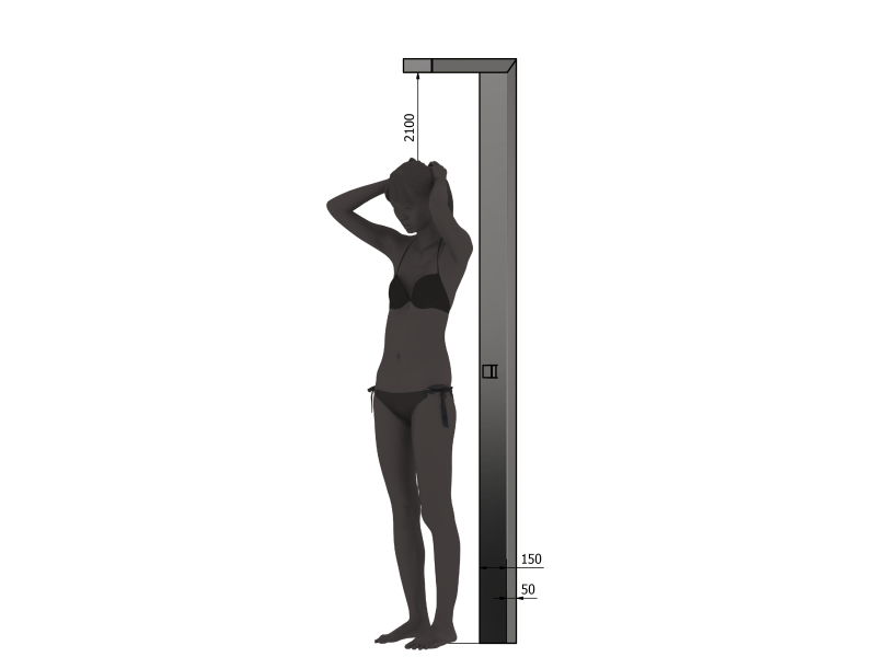 maatindicatie: het model is 180 cm lang