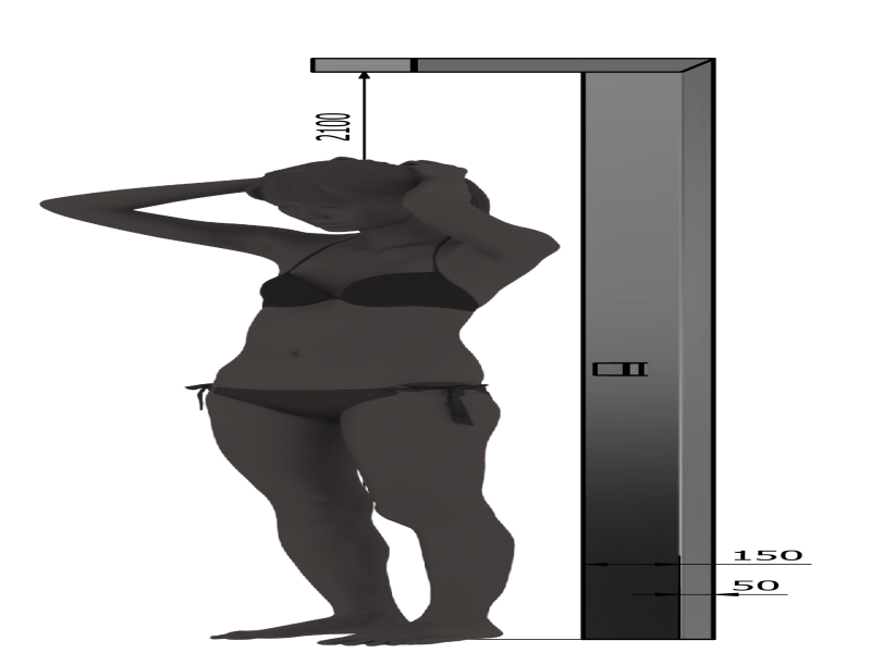 size indication: the model is 180 cm tall