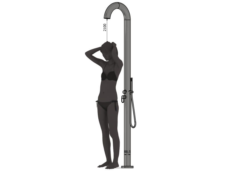 maatindicatie: het model is 180 cm lang