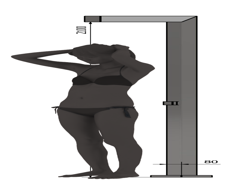 size indication: the model is 180 cm tall