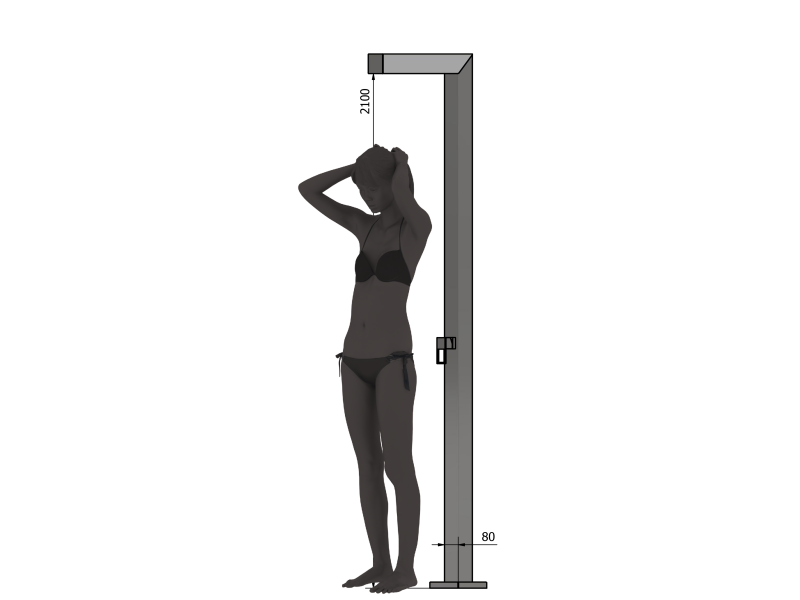 size indication: the model is 180 cm tall