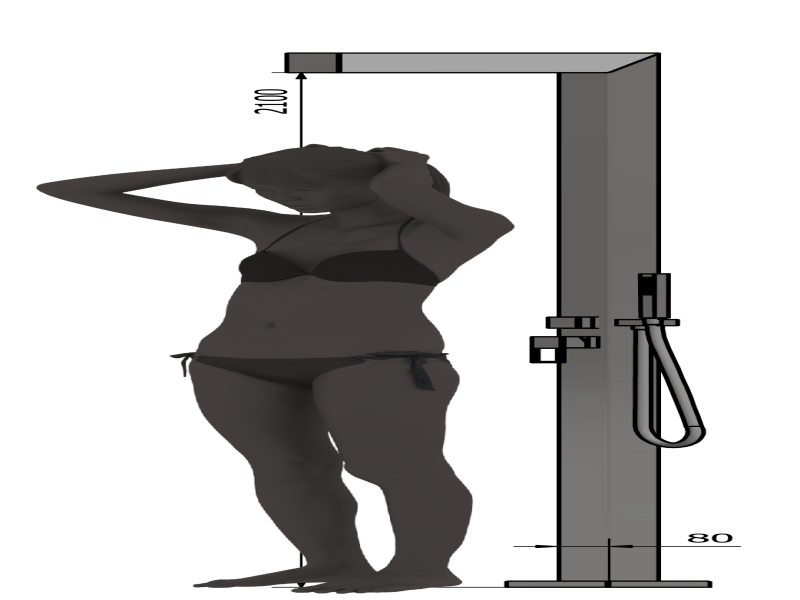 size indication: the model is 180 cm tall