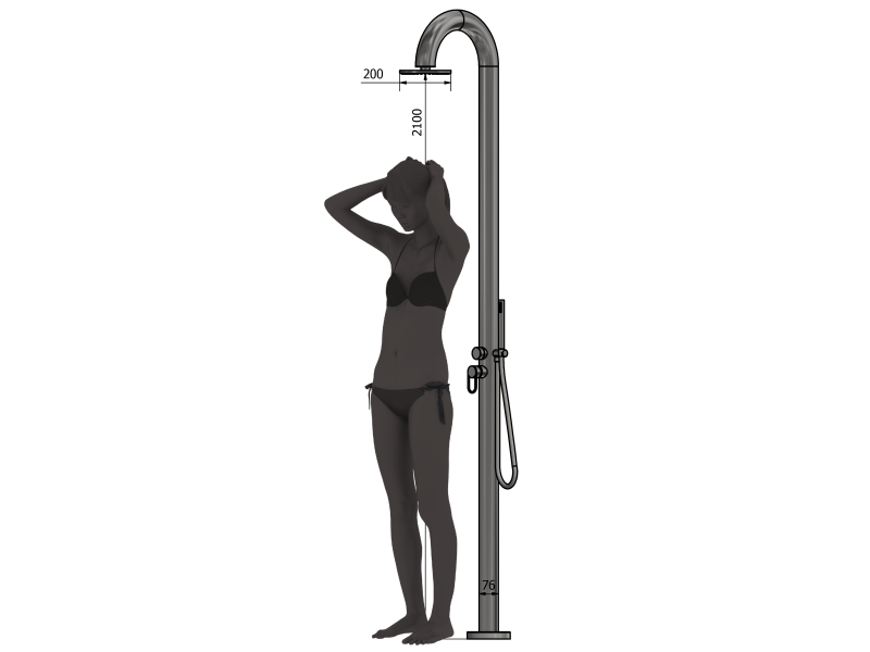 maatindicatie: het model is 180 cm lang