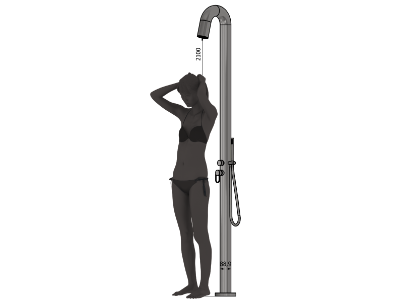 maatindicatie: het model is 180 cm lang